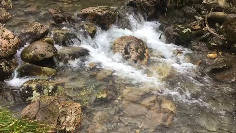 Looking Down on a Beautiful Stream Flowing, Wicklow Mountains, Ireland Video stock 89097273