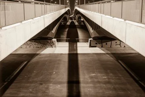 Looking down from a bridge, view between bridge lanes Stock Photos