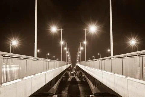 Looking down from a bridge, view between bridge lanes Stock Photos