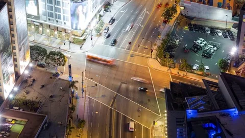 Looking Down on a Busy City Intersection Video stock 76775877