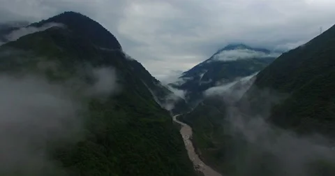 Looking Down at the Canyon from over the Clouds Video stock 61735040