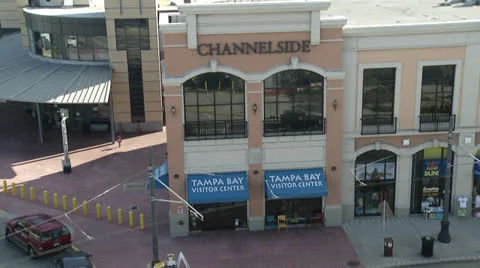 Looking down at Channelside in Tampa Florida Stock Footage 25331989