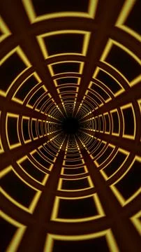 Looking down a circular tunnel with yellow lines and a dark center Stock Illustration