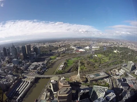 Looking down on the city of Melbourne Stockbeeldmateriaal 70352507