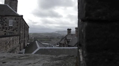 Looking down on city from rooftop Stock Footage 51732702