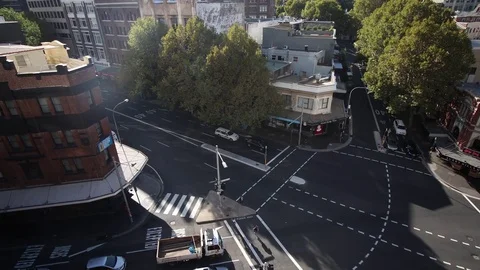 Looking Down at a City-side Suburb Stock Footage 73806985