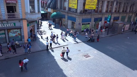 Looking down on city street Stock Footage 125247091