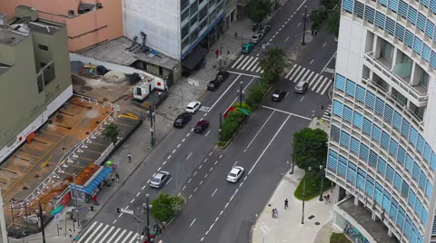 Looking down on city traffic Stock Footage 40494348
