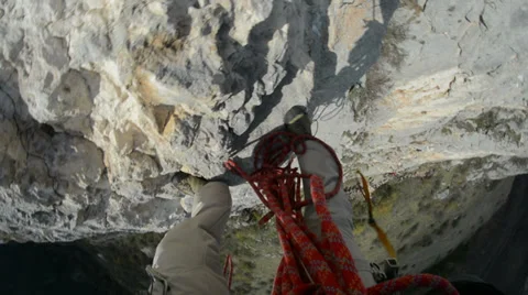 Looking down cliff camera spinning HD Stock Footage 36580251