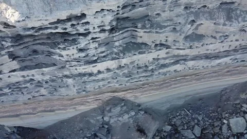 Looking down on Cliff full of nests of the burrowing parakeet on the coastli Stock Footage 264926747