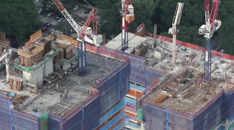 Looking down on construction site Stock Footage 24865767