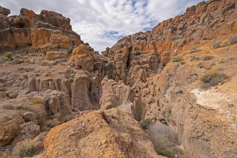 Looking Down into  Desert Chasm Photos