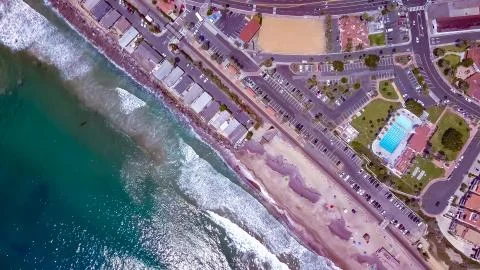 Looking down Drone Aerial View Of San Clemente, Orange County  Stock Photos
