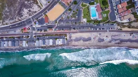 Looking down Drone Aerial View Of San Clemente, Orange County  Stock Photos
