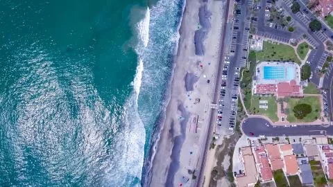 Looking down Drone Aerial View Of San Clemente, Orange County  Stock Photos