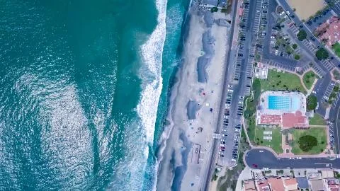 Looking down Drone Aerial View Of San Clemente, Orange County  Stock Photos