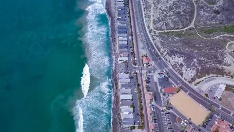 Looking down Drone Aerial View Of San Clemente, Orange County  Stock Photos