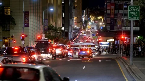 Looking Down Edward Street at Night 스톡 동영상 92124035