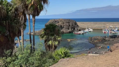 Looking down into El Cotillo harbour Video stock 314492984