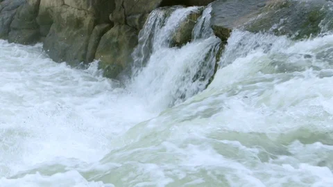 Looking down the falls in Great Falls Park Stock Footage 91896826