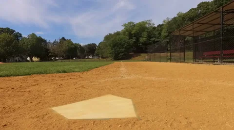 Looking Down First Base Line of Youth Baseball Field Stock Footage 67898435