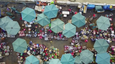 Looking down on fish market,Dong Hoi,Vietnam Stock Footage