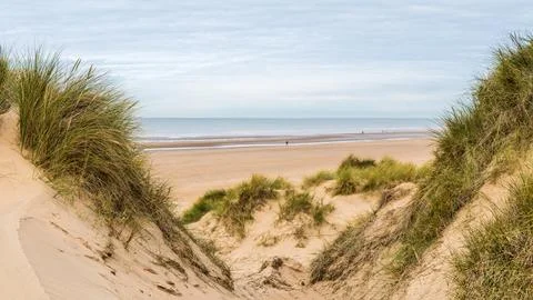 Looking down on Formby beach Stock Photos