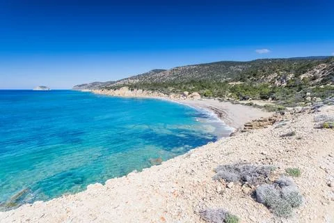 Looking down on Fourni Beach Stock Photos