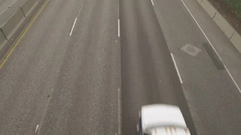 Looking Down on Freeway Traffic Multilane Commute Stock Footage 23683432