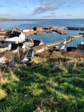 Looking down on the harbour at Stonehaven Stock Photos