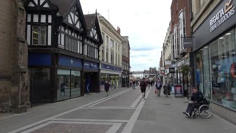 Looking Down Hereford High Street, City Life Stock Footage 115210514
