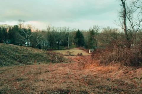 Looking Down a Hill on a Cloudy Autumn Day Stock Photos