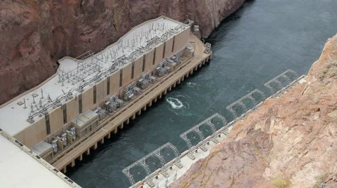 Looking Down on Hoover Dam Stock Footage 5412654