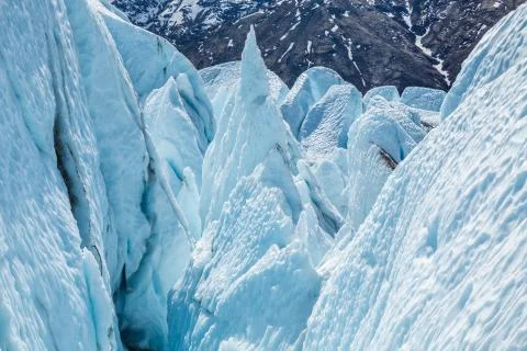 Looking down into an icefall of the Matanuska Glacier in Alaska. Stock Photos