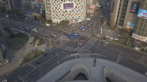 Looking down on intersection at Design Plaza,Seoul,South Korea Stock-Footage 112771479
