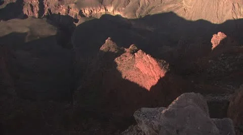 Looking Down Onto the Jagged Rocks of the Grand Canyon Stock-Footage 18995884