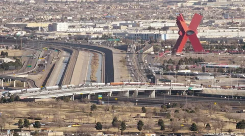 Looking down at Juarez, Mexico. Stock Footage 60128209