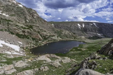 Looking down at Lake Dunraven Stock Photos