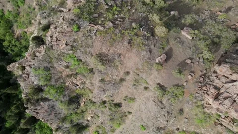 Looking down on landscape in the rocky mountains Stock Footage 154179565