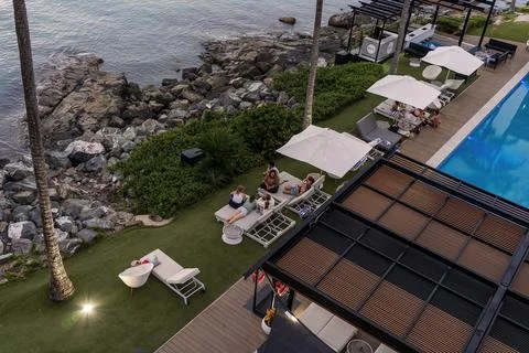 Looking Down Onto Luxury Hotel Pool Stock Photos
