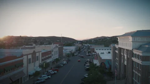 Looking down Main Street in small town, Globe, AZ Stock Footage 201762806