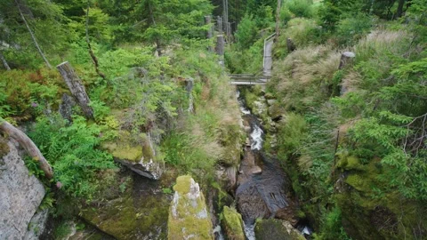 Looking down into Menzenschwander cascade in Black Forest Germany Schwarzwal Stock Footage 331459825