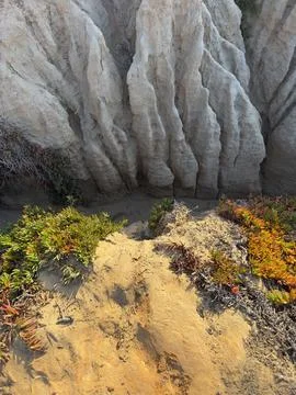 Looking Down at a Narrow Trail Between Eroded Coastal Cliffs in Carlsbad Stock Photos