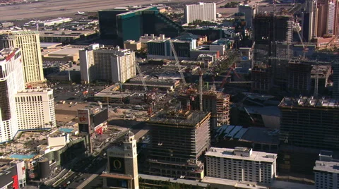 Looking down at new construction along the Las Vegas Strip. Shot in 2008. Stock Footage 59544601