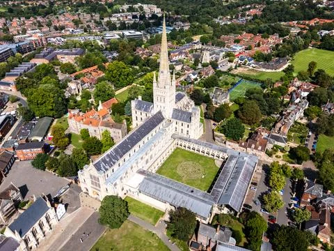 Looking down on Norwich Cathedral Stock Photos