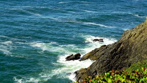 Looking down an ocean cliffside Stock Footage 81157835