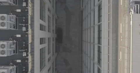 Looking down on office building roofs. Stock Footage