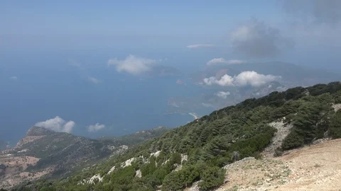 Looking down on Oludeniz from parachute jumping point Stock Footage 110722789