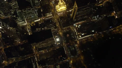 Looking down over Midtown Manhattan at night. Shot in 2011. Stock Footage 59527064