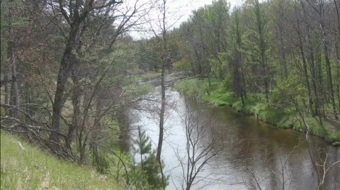Looking down over river, flow toward viewer Video stock 713992